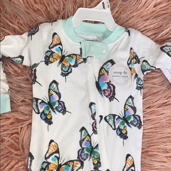 babygirl butterfly print onesie pjs - 3/6m & 12m - Picture 2 of 5